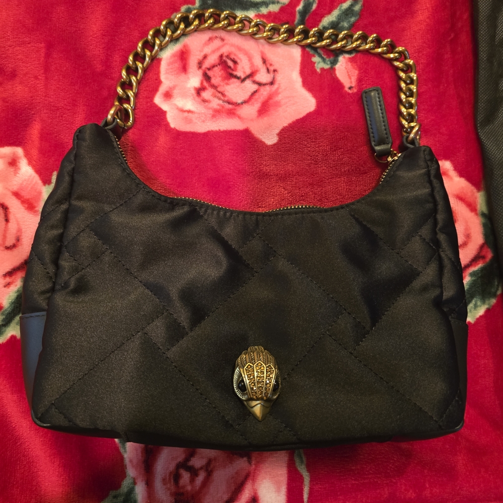 Kurt Geiger Black Quilted Shoulder Bag with Gold Chain